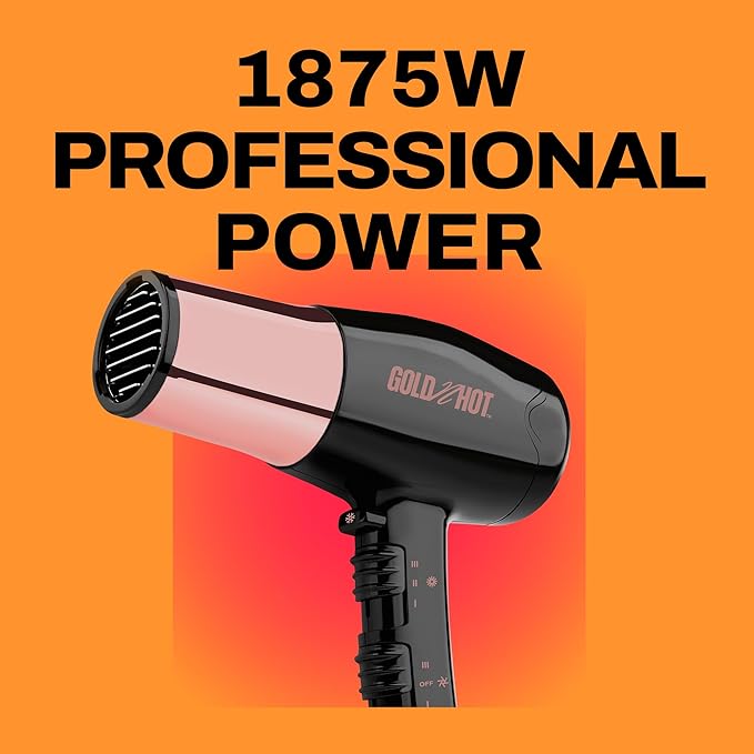 GOLD N HOT 1875 WATT Full Size Euro Dryer with Rose Gold Barrel