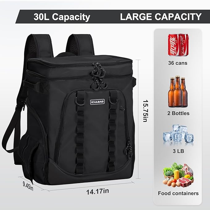Beach Cooler Backpack for Men 36cans Insulated Backpack Cooler Lunch Bag for - Image 3