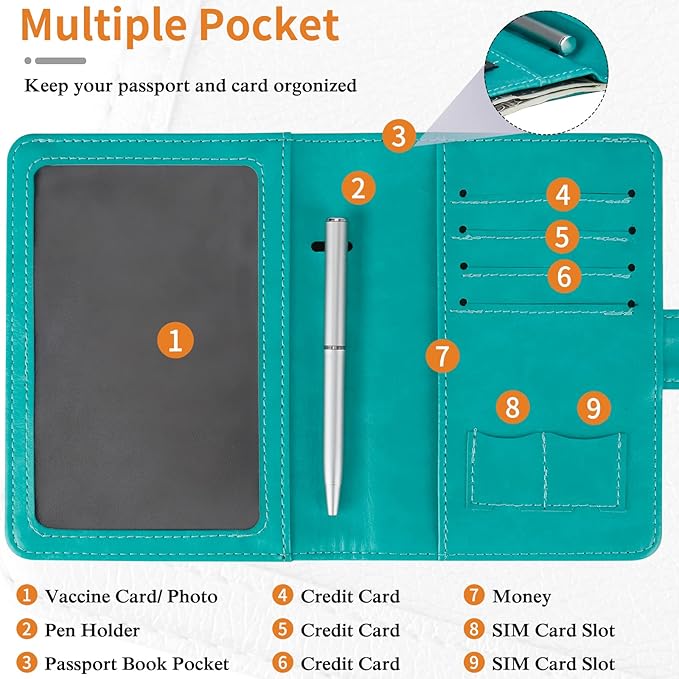 TIGARI Passport Holder for Travel Women Men, PU Leather Waterproof RFID - Image 3
