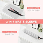 Oversize Silicone Heat Resistant Mat, Professional Hot Hair Tools Mat for Curling Iron, Flat Iron, Hair Straightener, Portable Hot Pad Cover with Velcro for Travel Home Salon(14.2" x 11.0")