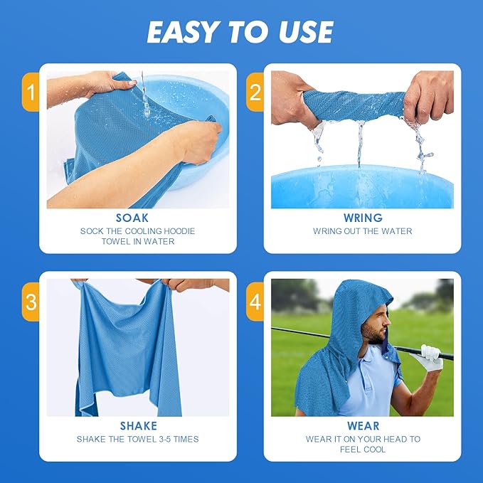 3 Pack Cooling Hoodie Towels for Neck and Face, UPF 50 Sun Protection & Instant - Image 3