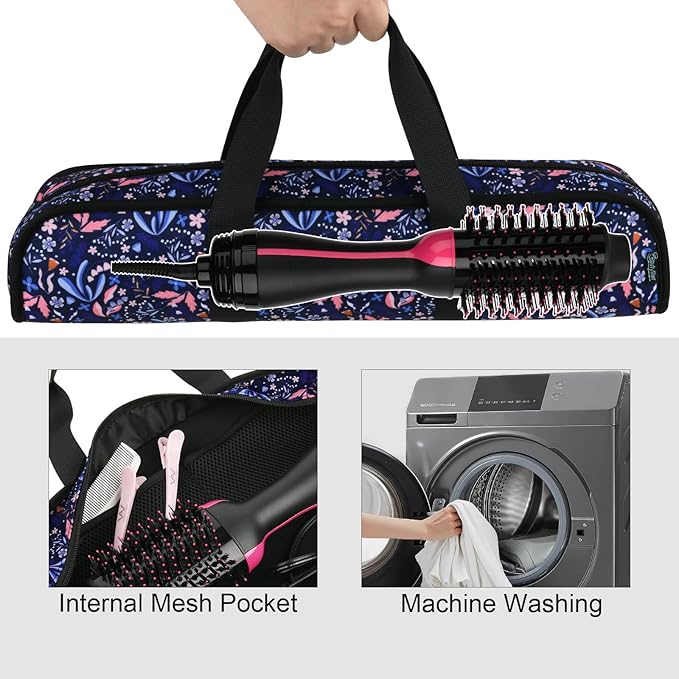 Travel Case for Blow Dryer Brush, Storage Carrying Bag for Revlon Hair Dryer Brush Original 1.0/Plus 2.0, Portable Travel Storage Bag Compatibility with All Brand Hot Tools Volumizer Hot Air Brush