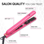 Brilliance New York - 1.25 Inch Diamond Ceramic Flat Iron - Frizz-Free and Anti-Static Ionic Plates - Dual Voltage Flat Iron for Travel