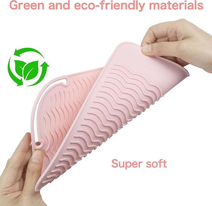 Heysam Professional Heating Pad Silicone Mat for Hair Tools, Travel Heat Mat Cover for Flat Iron Hair Straightener and Curling Iron Mat, Non-Slip Silicone Mat Pouch for Countertop, Size 9"x6.5"