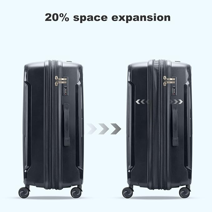 Nazhura Luggage Set, 3-Piece Hardside Suitcase Set, 20-inch Carry On, 28-inch - Image 5
