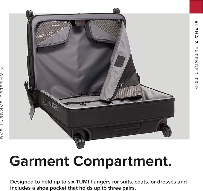 TUMI - Alpha Extended Trip 4 Wheeled Garment Bag - 4-Wheeled Clothing Bag - Image 7