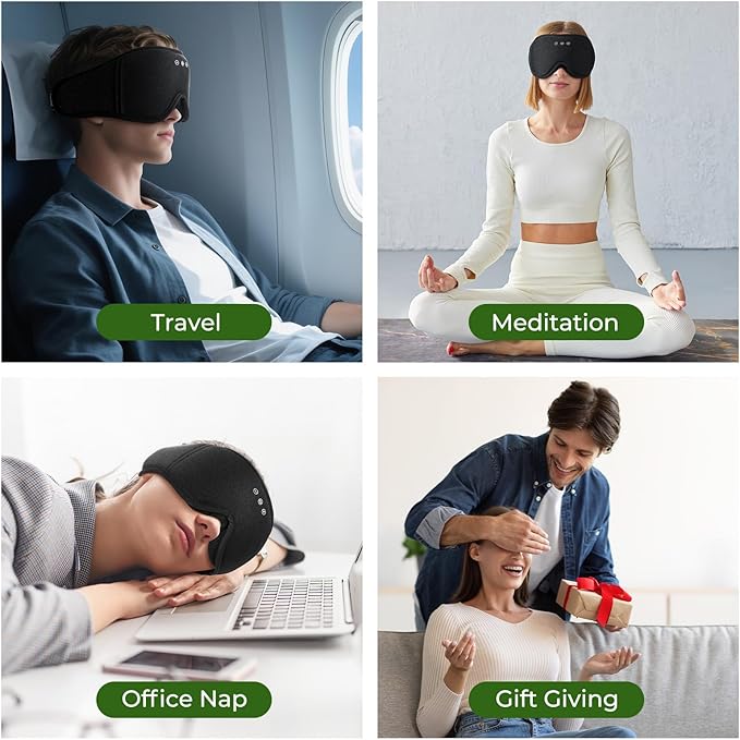 Sleep Mask Headphones with Bluetooth, 3D Blackout Bamboo Cotton Eye Mask - Image 8