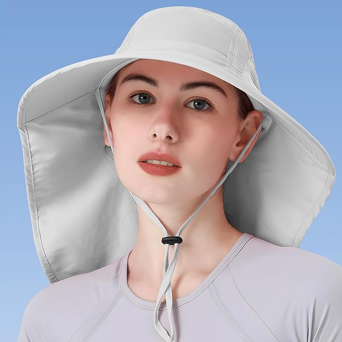 Womens Sun Hat UV Protection, Foldable Waterproof Wide Brim Bucket Hats - Image 2
