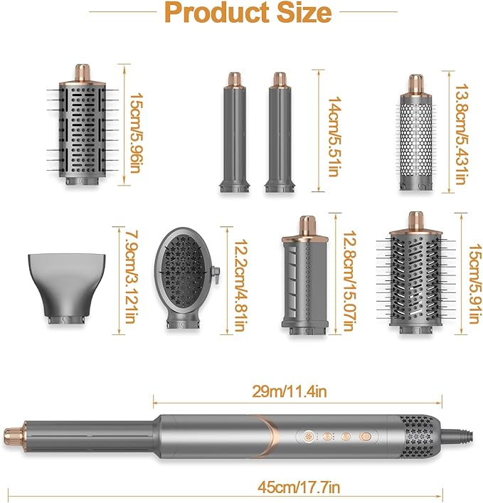 8 in 1 Hot Air Brush Hair Styler, High-Speed Hair Dryer Brush with Auto Wrap Curlers, Foldable Ionic Blow Dryer Brush for Fast Drying, Volumizing & Curling, Multi-Styling Tool (Gifts for Women)