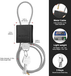 Adjustable Cable Locks with 3 Keys | 3.28ft L x 1/6in D Aluminum Steel Cable - Image 2