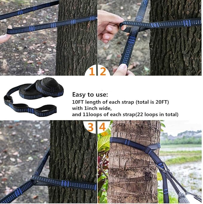 Camping Hammock with Rain Fly Tarp and Mosquito Net with Tree Straps，1/2 Person - Image 4