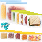 SPLF 12 Pack Dishwasher Safe Reusable Bags Silicone, Leakproof Reusable Freezer by SPLF