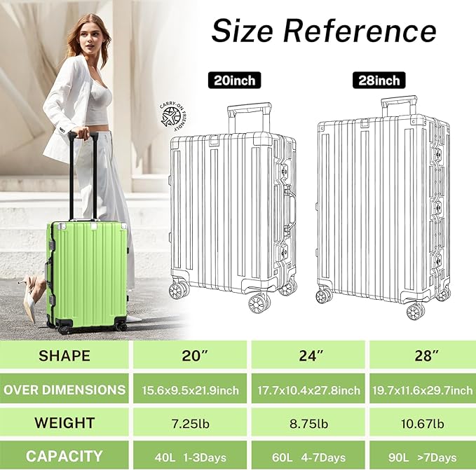 Krute Carry On Luggage 20 inch Aluminum Frame Suitcase - Image 8