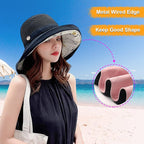 Women Wide Brim Sun Hats Metal Wired Edge Summer UV Protection Beach Fishing Hat - Image 4