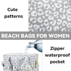 LEDAOU Large Beach Tote Bag Women Waterproof Sandproof Zipper Beach Tote Bag - Image 5
