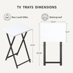 Foldable TV Trays, Small Folding Table, TV Trays Set of 2, TV Dinner Tray - Image 3