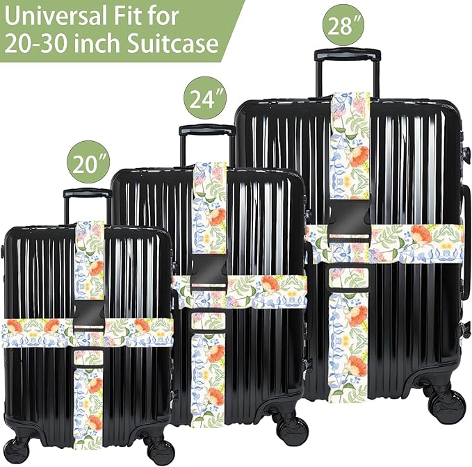 Roses Flowers Luggage Straps for Suitcases, Adjustable Luggage Travel Belts to - Image 3
