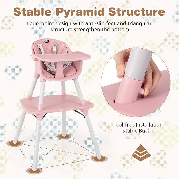 BABY JOY High Chair, 5 in 1 Convertible Highchair - Image 4