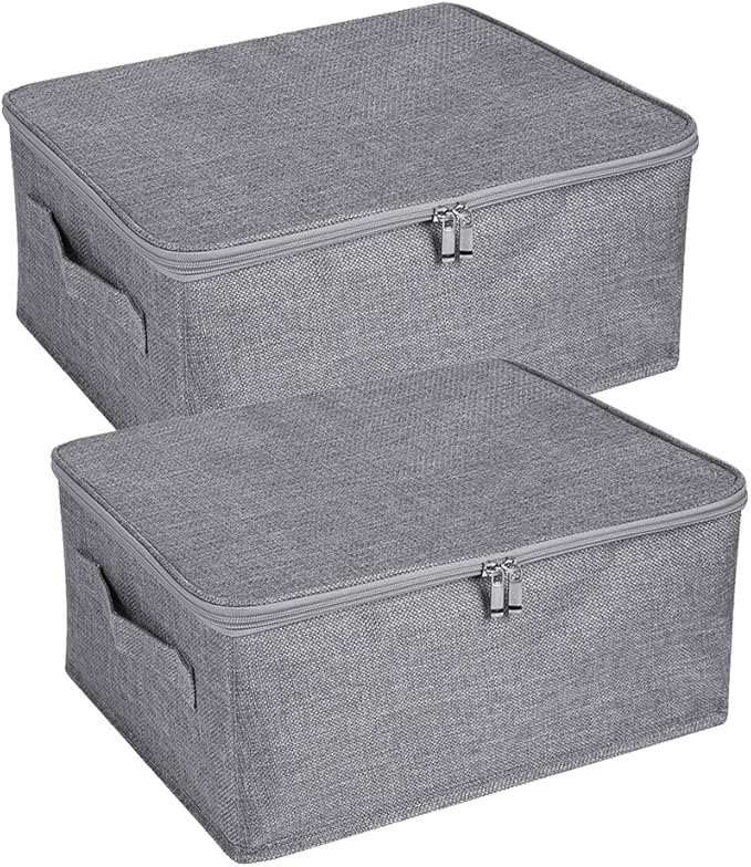 ANMINY 2PCS Storage Bins with Zipper Lids 13 Qt Lidded Fabric Storage Boxes by ANMINY