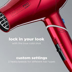 INFINITIPRO BY CONAIR Travel Hair Dryer, 1875W Compact Travel Hair Dryer with Twist Folding Handle, Conair Blow Dryer, Red