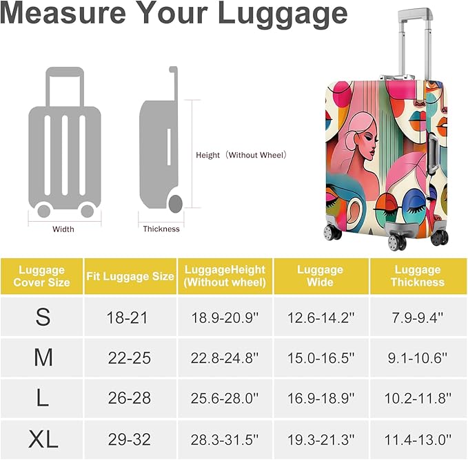 ANNA QUEEN Modern Art Fashion Luggage Cover, Stylish Abstract Woman Suitcase - Image 4