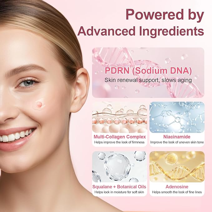 PDRN Pink Collagen Capsule Cream – Salmon PDRN - Dual Texture Barrier Repair Moisturizer | Salmon DNA + 5% Niacinamide 2oz