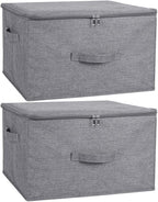 ANMINY 2PCS Storage Bins with Zipper Lids 51.9 Qt Lidded Fabric Storage Boxes by ANMINY
