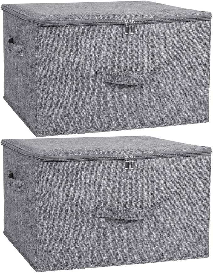 ANMINY 2PCS Storage Bins with Zipper Lids 36 Qt Lidded Fabric Storage Boxes by ANMINY