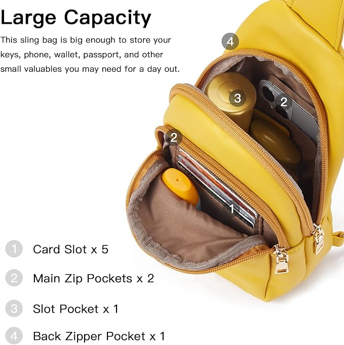 Telena Small Sling Bag for Women Leather Crossbody Fanny Packs Chest Bag for - Image 2