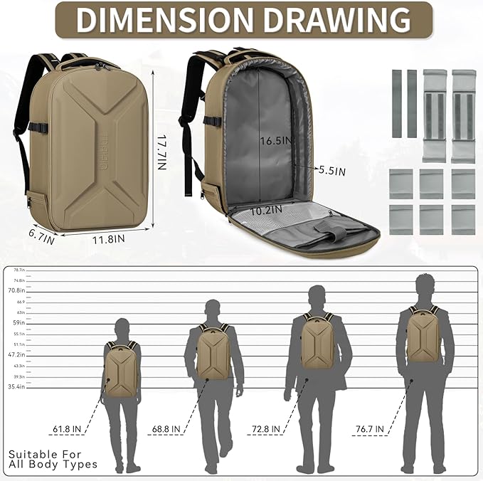 TORIBIO Camera Backpack, Hardshell DSLR Photography Camera Bag, Waterproof Hard - Image 4