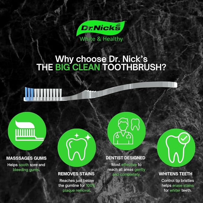 Dr. Nicks White & Healthy The Big Clean Large Toothbrush Medium Soft - Image 2