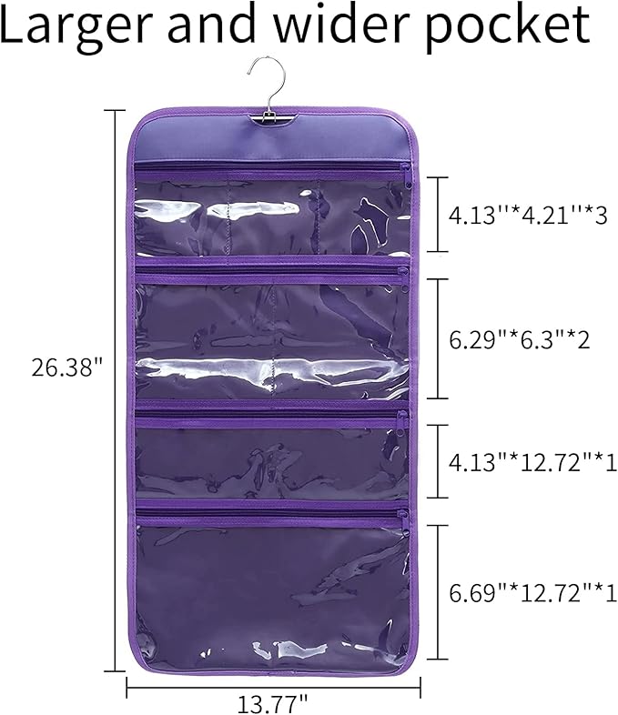 Foldable Clear Hanging Travel Toiletry Bag Cosmetic Organiser Storage - Image 2