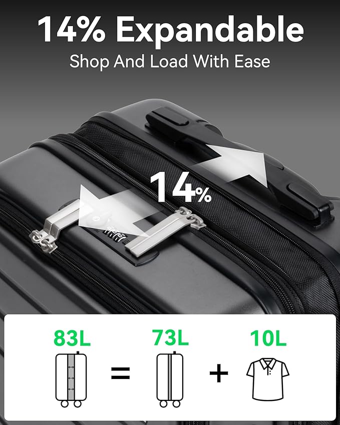 LUGGEX 28 Inch Luggage with Spinner Wheels, Expandable PC Hard Shell Checked - Image 3