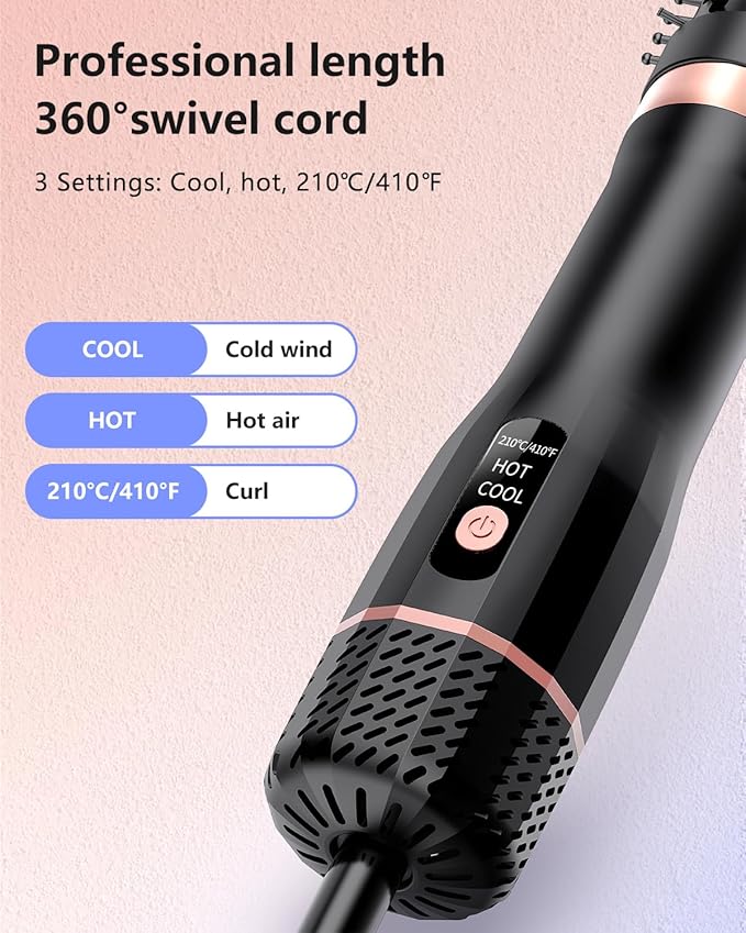 Hot Air Brush, Updated Version Thermal Brush & Hair Dryer Brush One Step Volumizer, High-Speed 1.5 Inch Negative Ion Blowout Express Thermal Round Brush Salon-Quality Blowouts, Hair Shinier & Smoother
