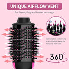 Hair Dryer Brush Blow Dryer Brush in One, Upgraded 4 in 1 Hair Dryer and Styler Volumizer with Negative Ion Anti-frizz Ceramic Titanium Barrel Hot Air Hair Straightener Brush