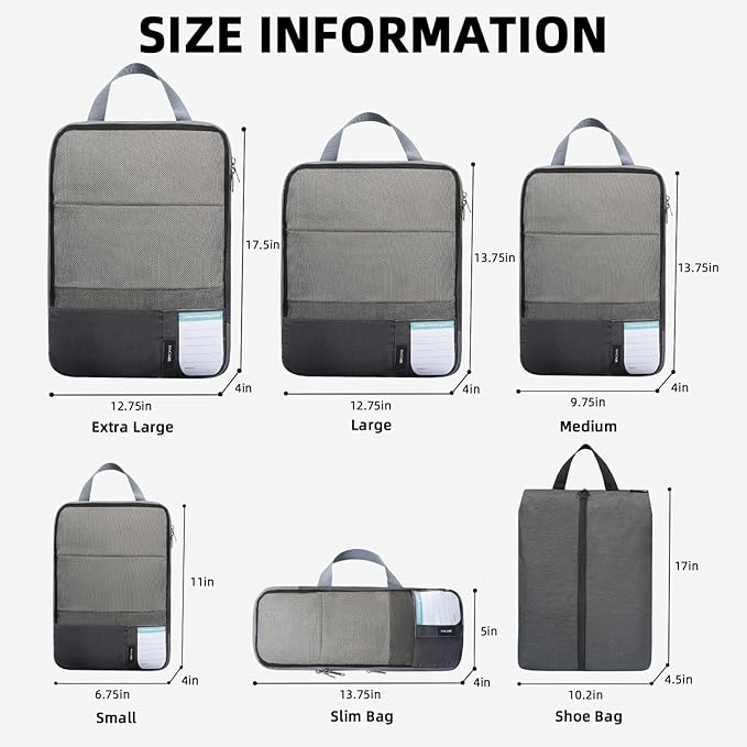 BAGAIL 6 Set/4 Set Lightweight Compression Packing Cubes - Image 2