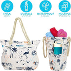 Beach Bag Spacious Shoulder Tote Travel & Gym Bag w/Multiple Pockets & Strong - Image 3