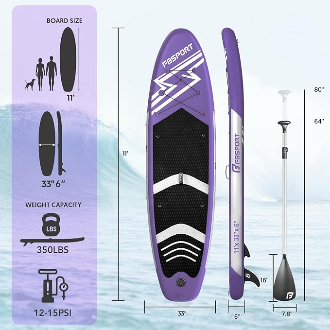 FBSPORT 11' Premium Stand Up Paddle Board, Yoga Board - Image 2