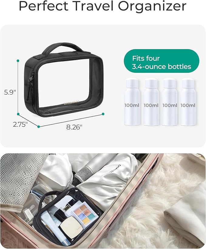 BAGSMART 2 Pack Clear Toiletry Bag, Puffy Edges TSA-Approved Travel Toiletry Bag - Image 3