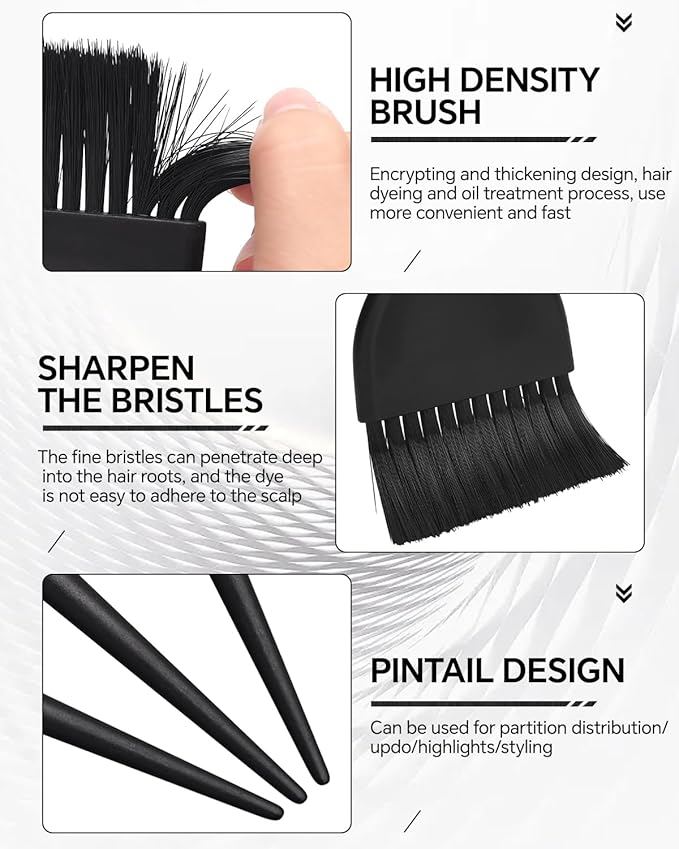 3 Pack Hair Color Brush Set - Professional Hair Dye Brush for Stylist, for Highlighting, Tint and Coloring Sections - Women Men Salon Use Home DIY Dyeing