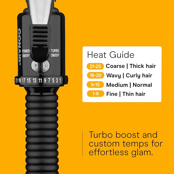 Conair Instant Heat 1¼-Inch Curling Iron, 1¼-Inch Barrel Produces Loose Curls, Hair Curler for Medium and Long Hair, 25 Heat Settings, Black