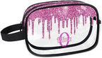 Personalized Transparent Travel Cosmetic Bag Waterproof Makeup Bags, Custom Name Clear Organizer Case Toiletries Container Bag, Orchid Pink Water Fluid Shape Shiny Glitters