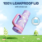 24 oz Kids Tumbler with Handle: Leakproof, Stainless Steel Cup with Straw Lid - Image 3