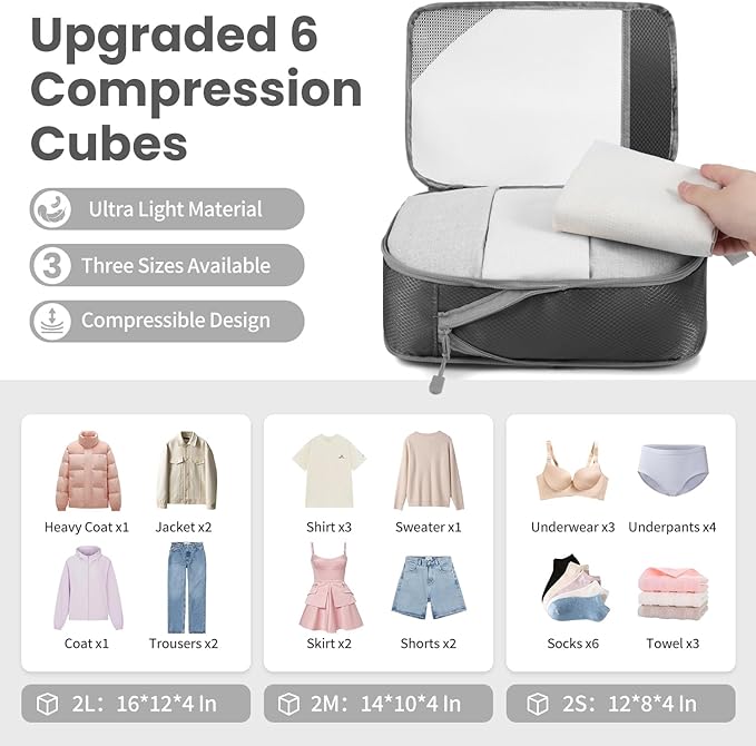 8 Set/6 Set/4 Set Compression Packing Cubes - Image 2