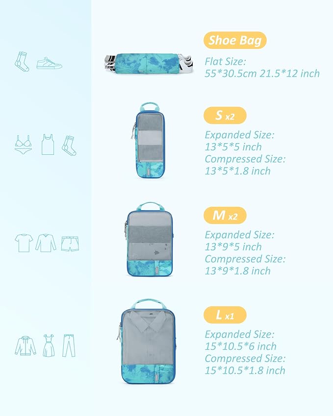 BAGSMART 6 Set Compression Packing Cubes - Image 3