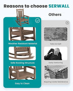 SERWALL Outdoor Rocking Chair Set of 2, HDPE Patio Rocking Chair All-Weather - Image 6
