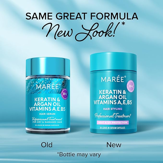 MAREE Bundle - Hair Styling Capsules & Face Moisturizer Collagen Cream - Keratin, Jojoba & Argan Oil, Hyaluronic Acid & Retinol - Leave-in Anti Frizz Conditioner & Anti Aging Face Cream with Vitamins