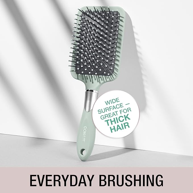 Conair Velvet Touch Paddle Cushion hair brush - Detangling hairbrush - curly or straight styles - men or women - detangler - features soft touch handle - Assorted Color