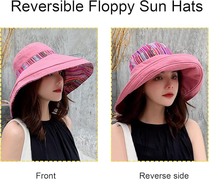 Women Wide Brim Sun Hats Metal Wired Edge Summer UV Protection Beach Fishing Hat - Image 3