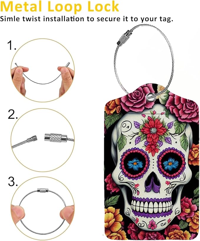 Skull Flower Diamond Art Luggage Tags - Image 3